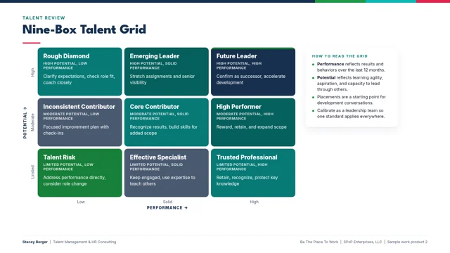 Nine-Box Talent Grid, sample work product