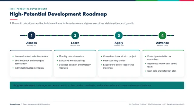High-Potential Development Roadmap, sample work product